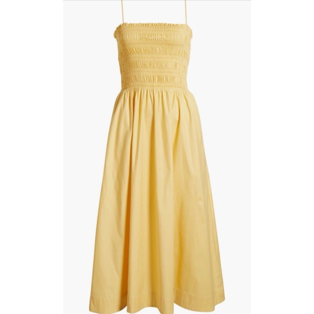 NWT Reformation Kerrie Smocked Stretch Organic Cotton Sundress Sunshine Size 12